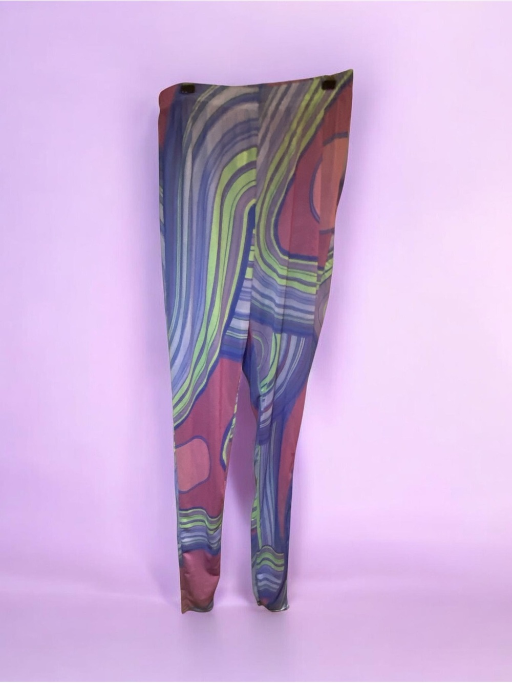 Enmabag Colorful purple, pink, green swirl Print mesh Leggings size medium